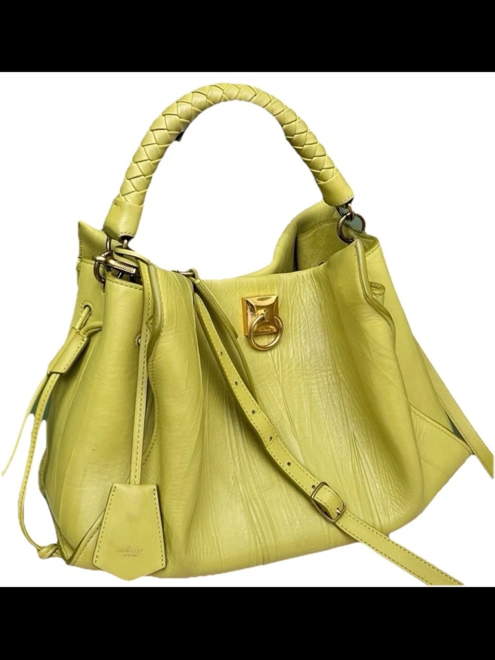 Mulberry Braided-Handle Shoulder Bag in Lime Green